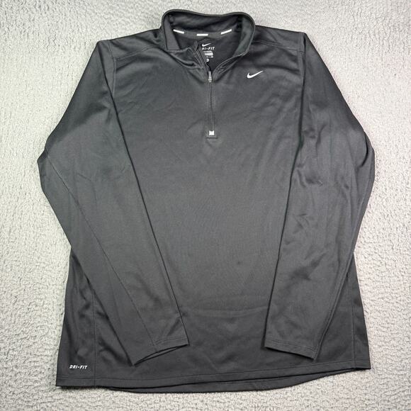 Nike Shirt Men XL Black Element Running Training 1/4 Zip Pullover Stretch 547793 - Picture 2 of 11